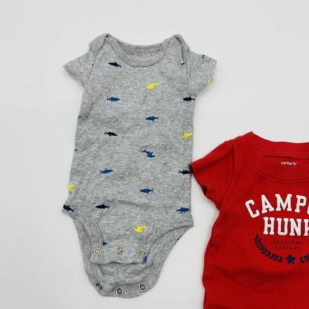 Carters Baby Infant Boys‎ Size Newborn 3 Piece Short Sleeve Bodysuit Lot 1597